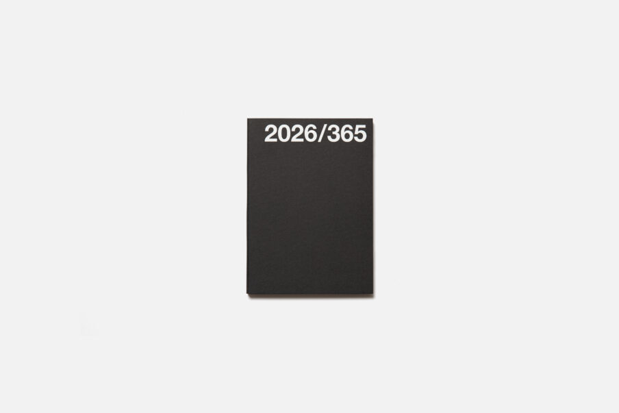 Marjolein Delhaas pocket size A6+ dated annual planner with a black offset-printed cover featuring bold white numbers.